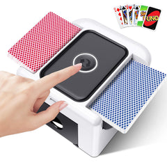 LAMZZP automatic shuffler for 2-deck action enables quick card preparation.