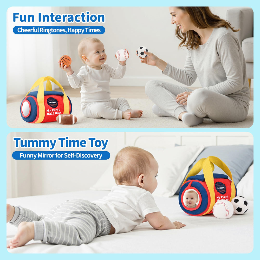 Lanbeby basketball sensory ball with rattles and bright colors