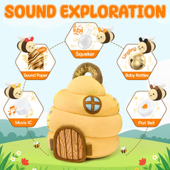 Five sensory bees with rattle and crinkle textures for tactile play