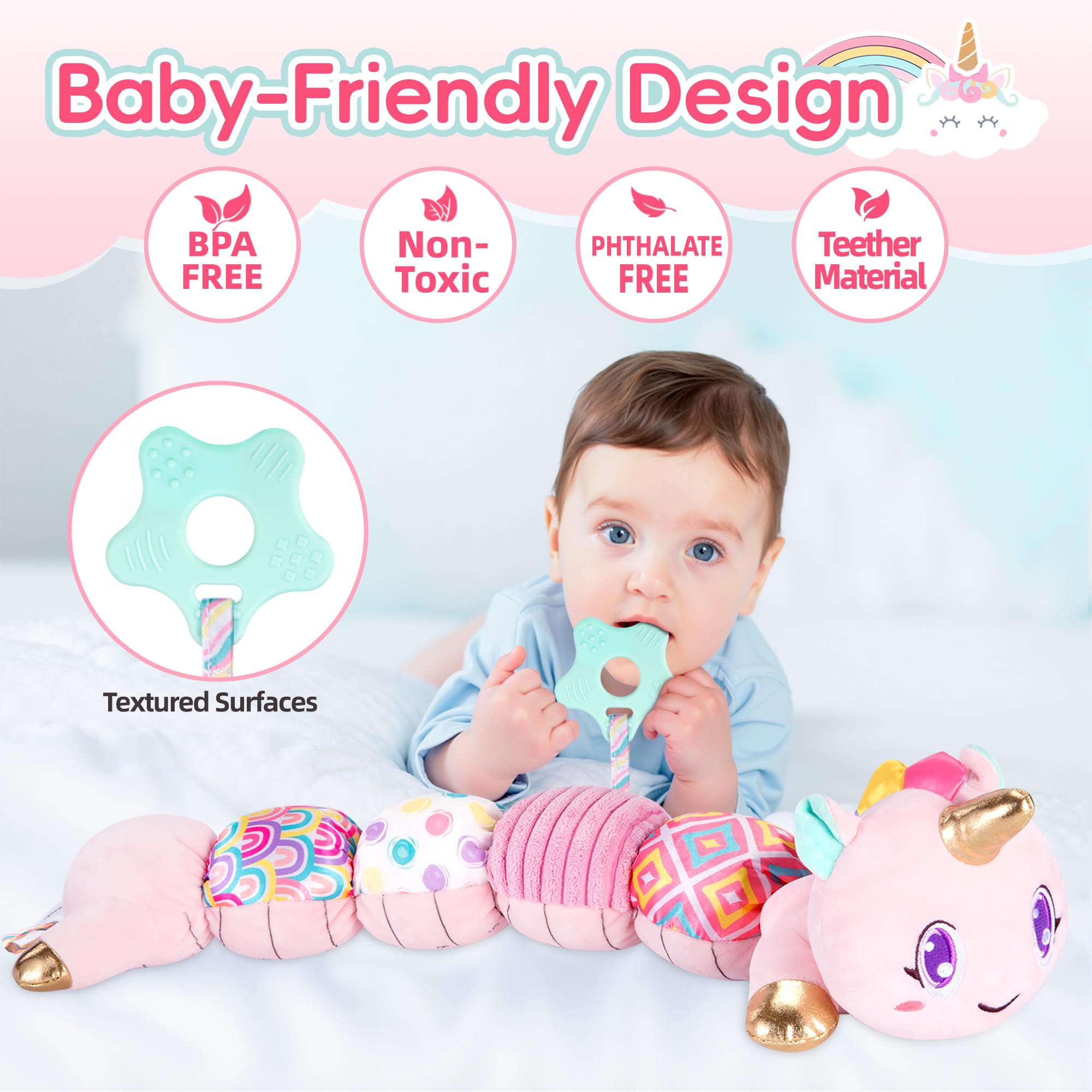Lanbeby Unicorn Toy crinkle close-up reveals textured surface