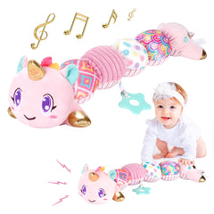 Lanbeby Unicorn Baby Toy front view shows plush softness for newborns