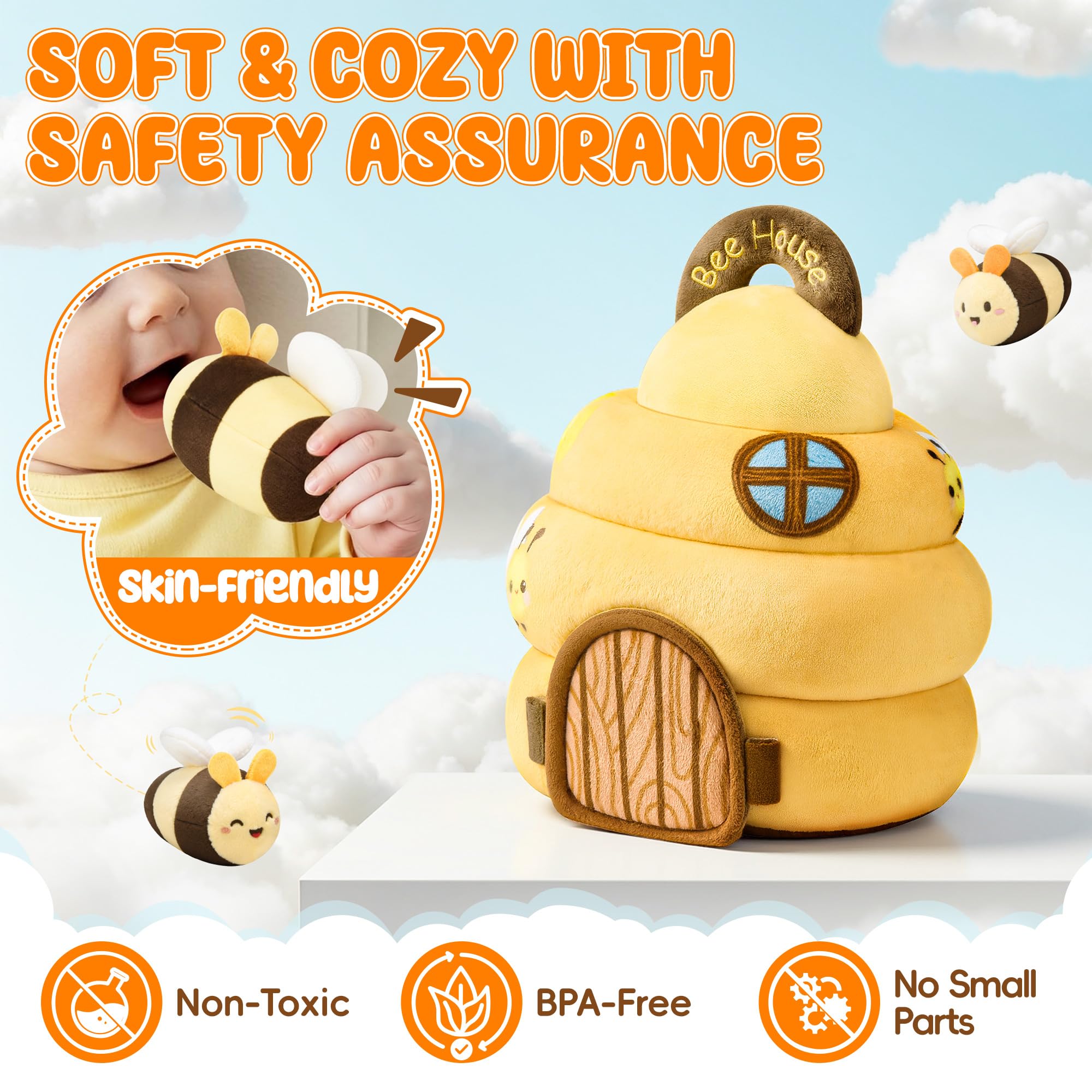 Bees and hive are washable for easy cleaning after play