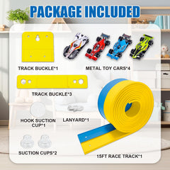 Landhix four-car included racing set ready for immediate play.