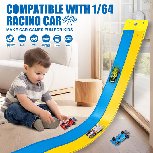 Landhix track uses suction cups to secure to windows for vertical speed play.