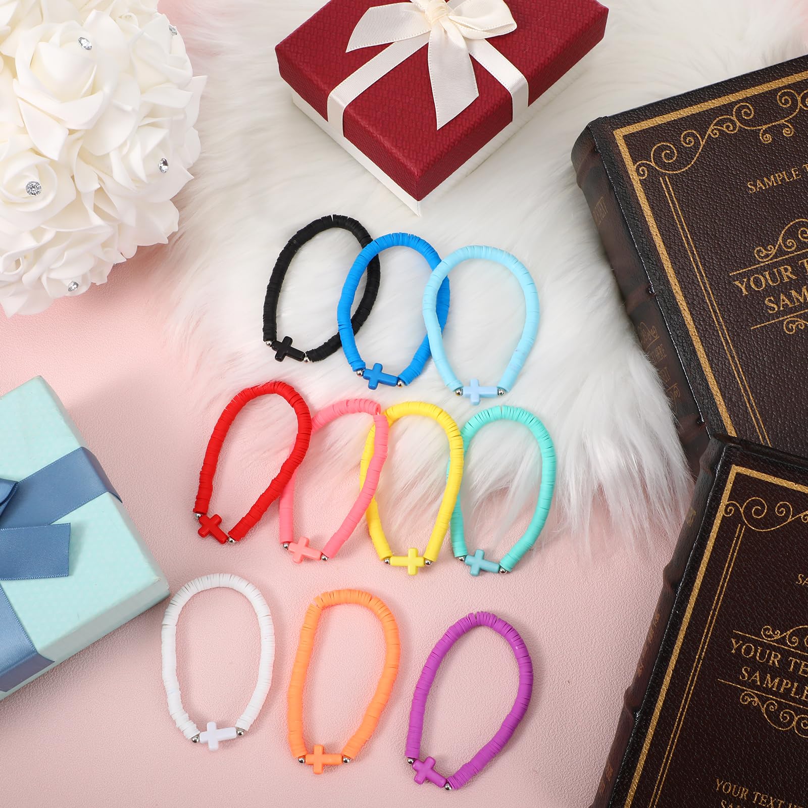 Landical cross bracelets elastic cord close-up, durable daily wear