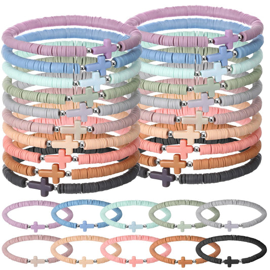 Landical cross bracelets Morandi pack with color-coordinated beads, ideal for group gifts.
