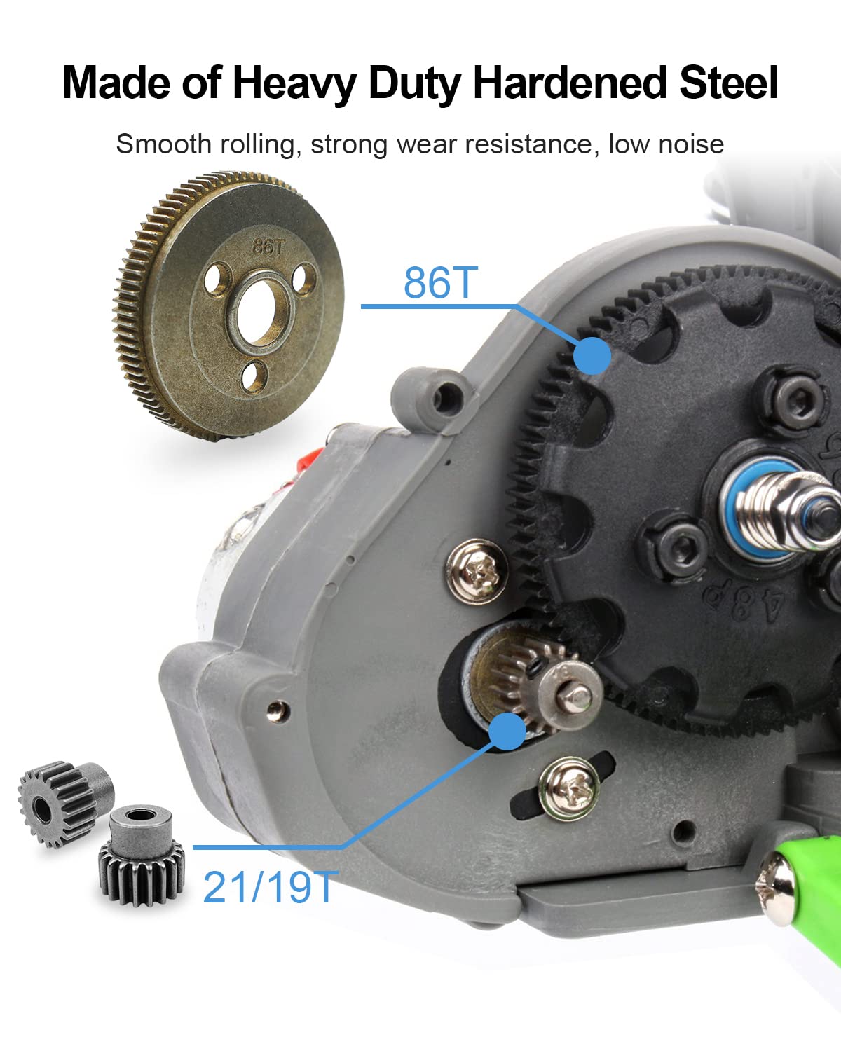 LANDSIN assembled steel gear set, ready for direct replacement in 1/10 RC models.