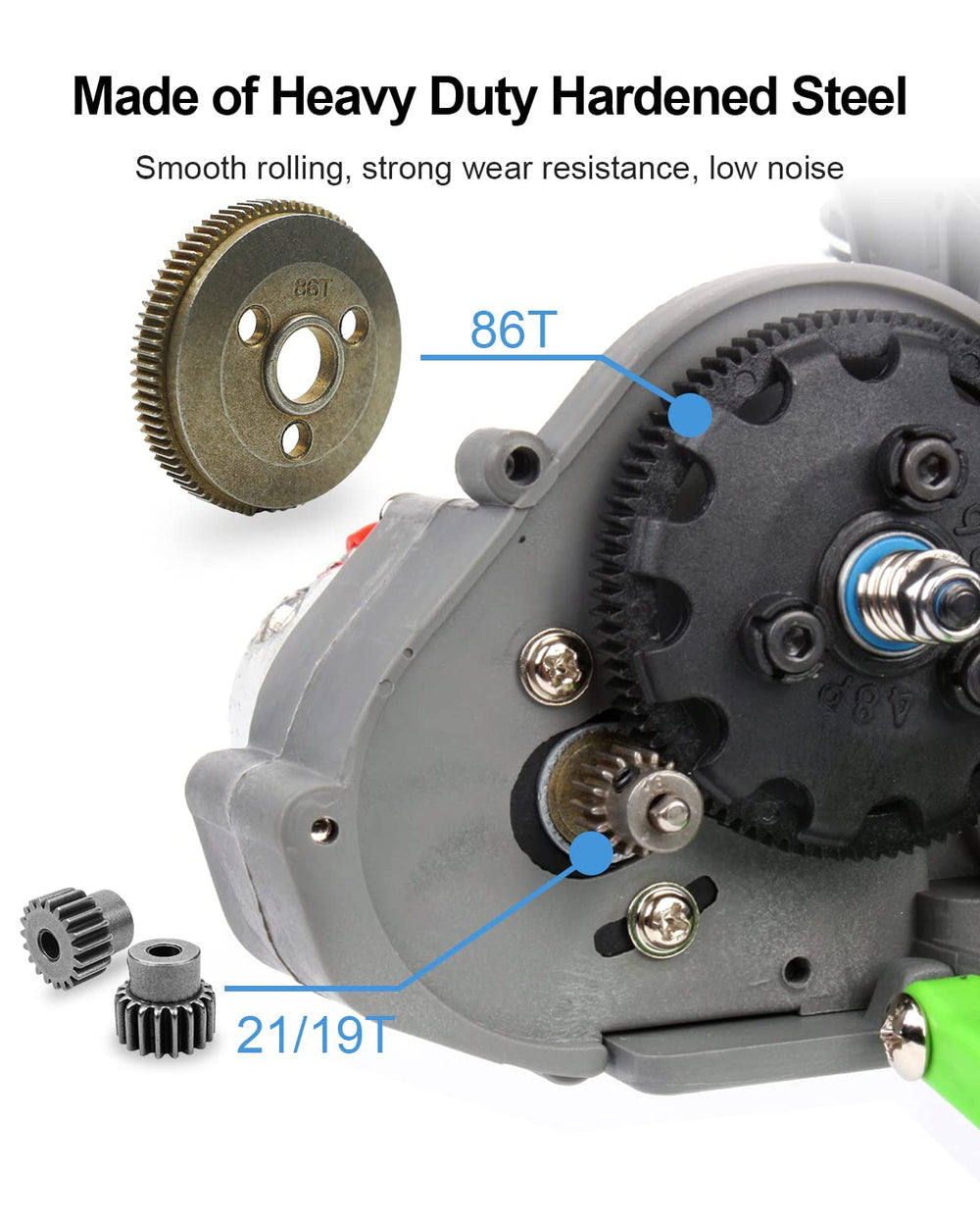 LANDSIN assembled steel gear set, ready for direct replacement in 1/10 RC models.