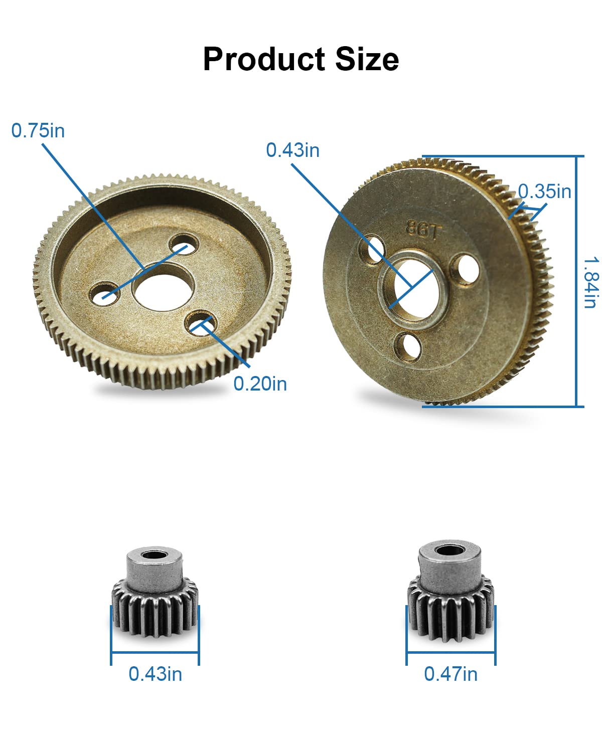 LANDSIN gear-set closeup, silver finish and precise machining.