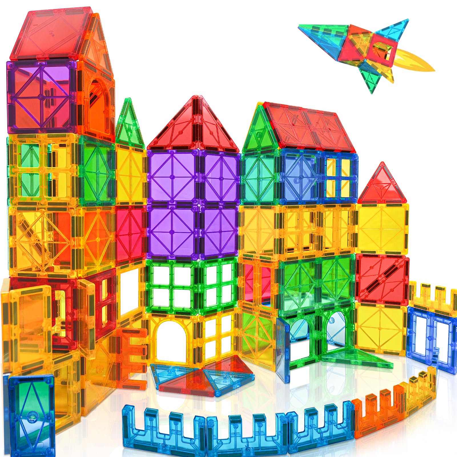 Landtaix magnetic tiles 100pcs set for creative building and STEM-inspired play.