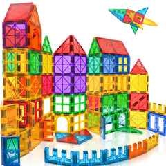 Landtaix magnetic tiles 100pcs set for creative building and STEM-inspired play.