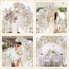 Langasque bridal shower backdrop shows pearl arch as centerpiece backdrop.