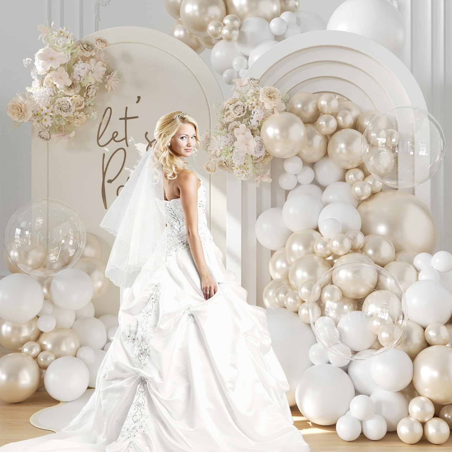 Langasque wedding arch decor installed on wall creating timeless elegance.