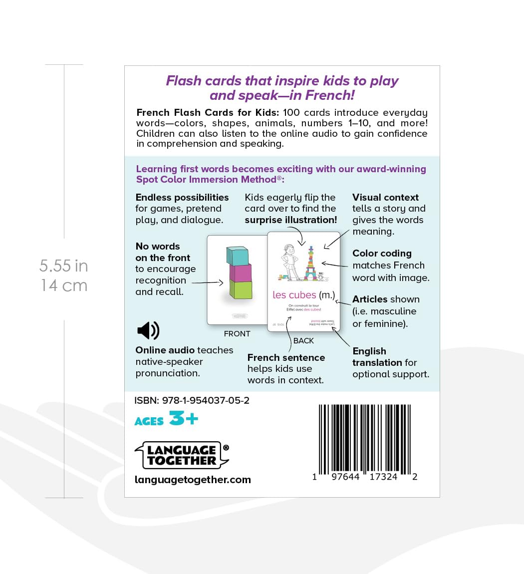 Language Together French flash cards front-only pictures aid quick recognition.