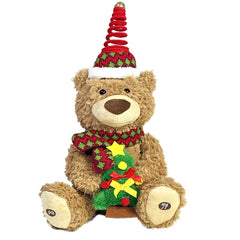 Langxun Christmas Teddy Bear sings from the left foot for joyful holiday tunes.