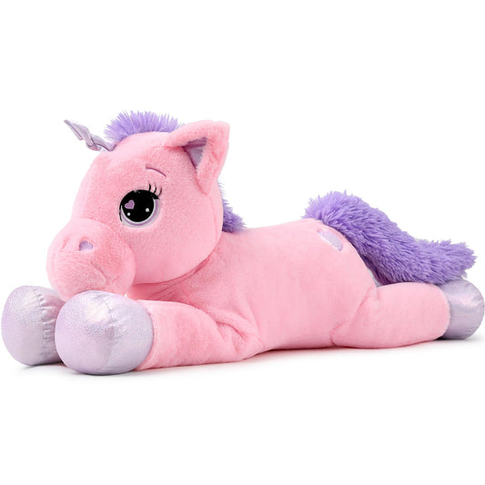 Lanmore giant 31-inch pink unicorn front view plush, a comforting bedtime companion