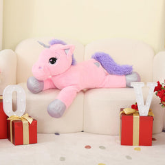 Lanmore 24-inch unicorn plush face hug, soft texture for gentle hugs.