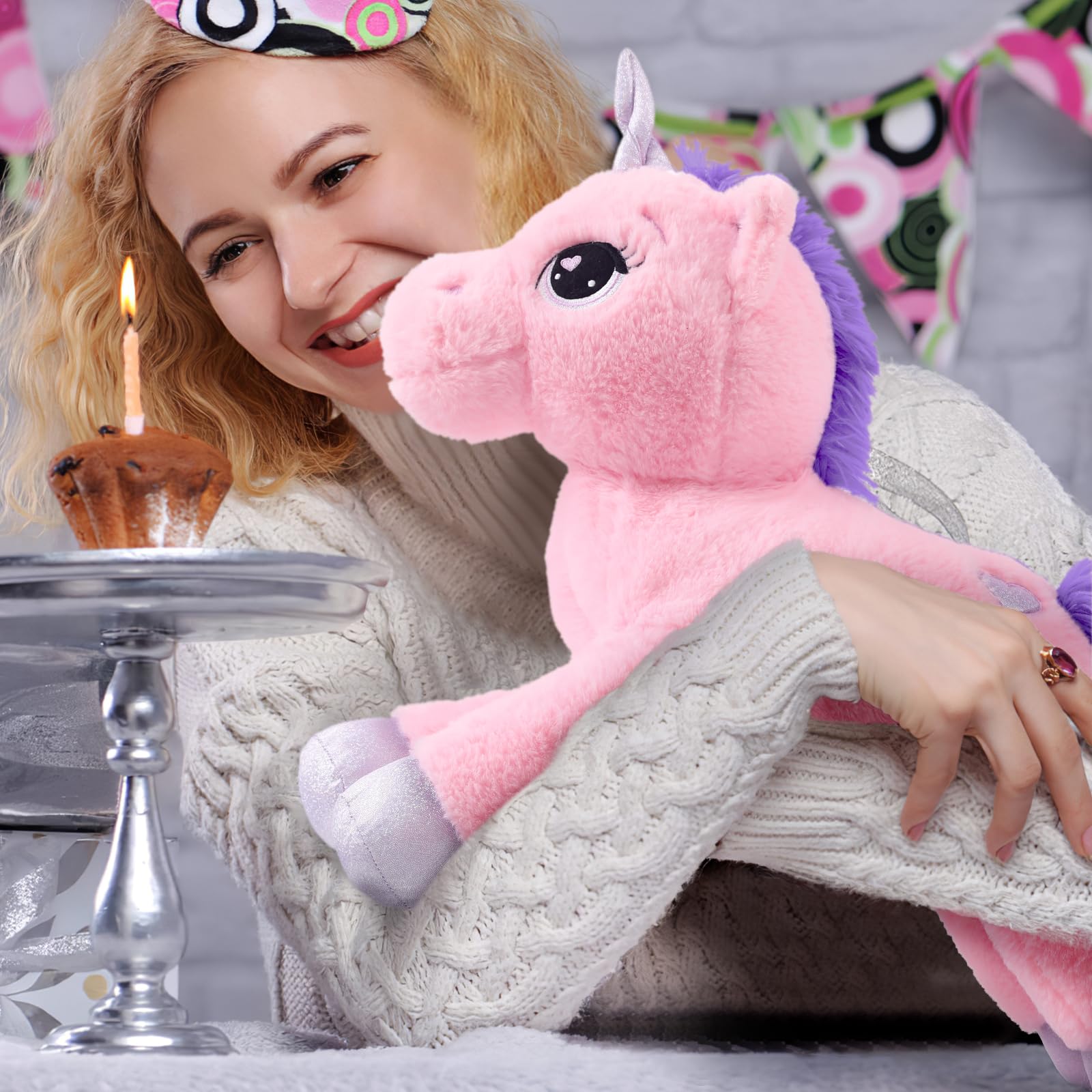 Lanmore unicorn plush in a room decor setup for whimsy.