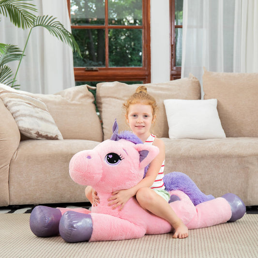 Lanmore 43-inch white unicorn plush, a charming decorative accent for bedrooms