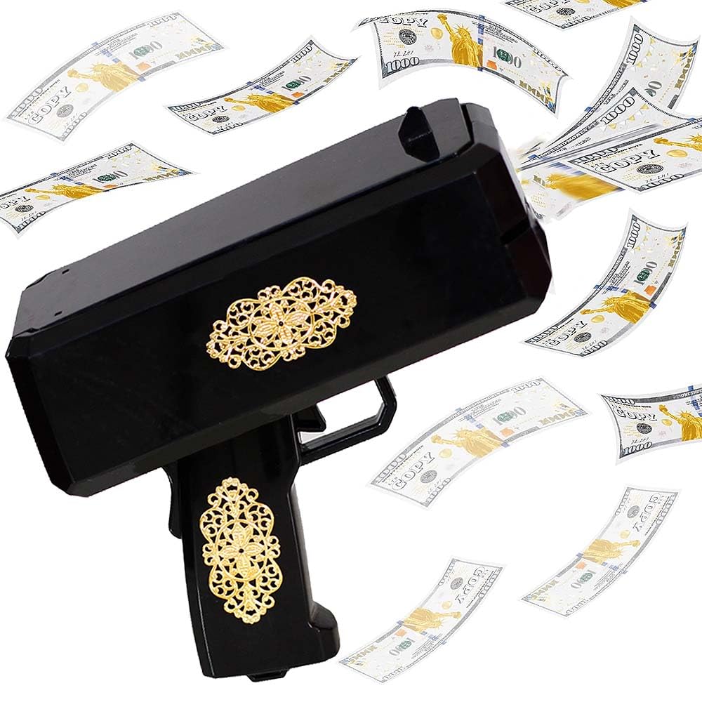 Lanxitown Money Gun top view highlights compact design for easy event use.