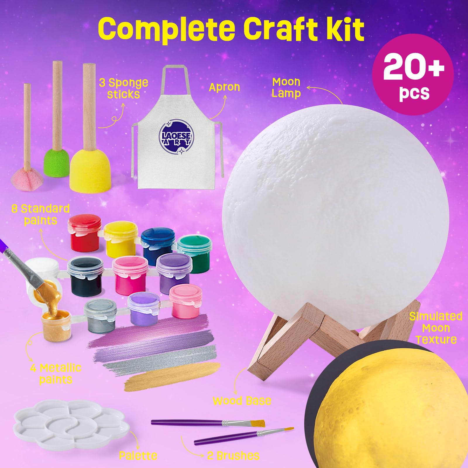 LAOESE Moon Lamp Kit with cratered texture offers a realistic tactile experience