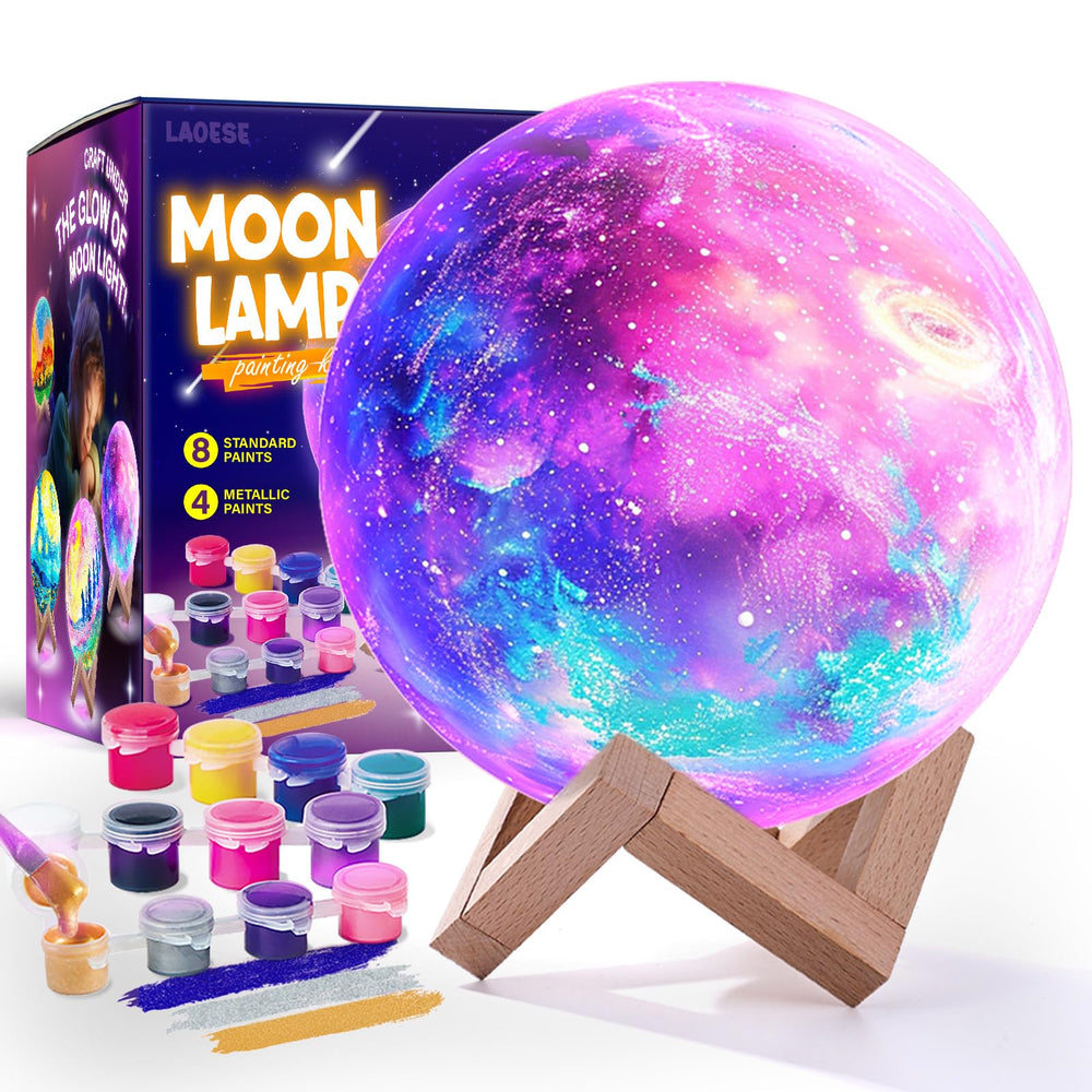 LAOESE Paint Your Own Moon Lamp Kit painting set helps kids create a personalized night light