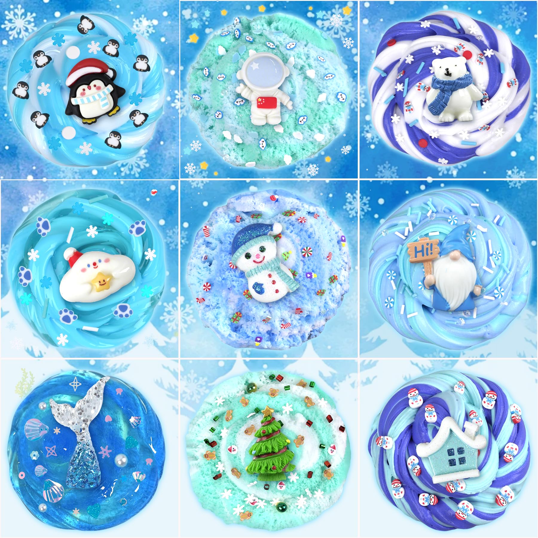 LAWOHO blue snow-like slime evokes winter visuals during play