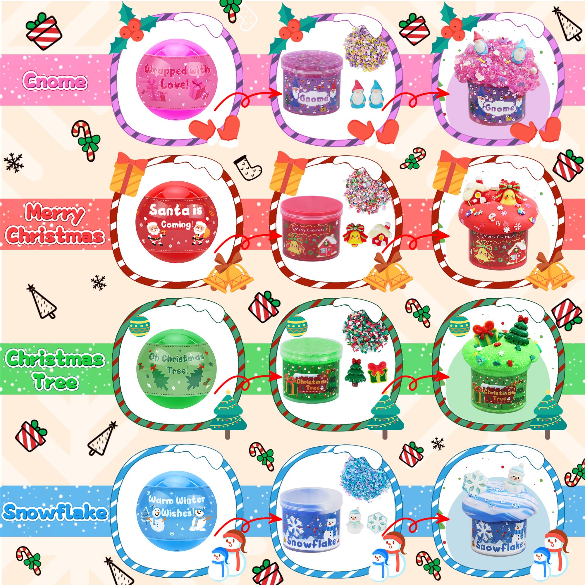 LAWOHO four pre-filled slime balls with mix-ins for creative play
