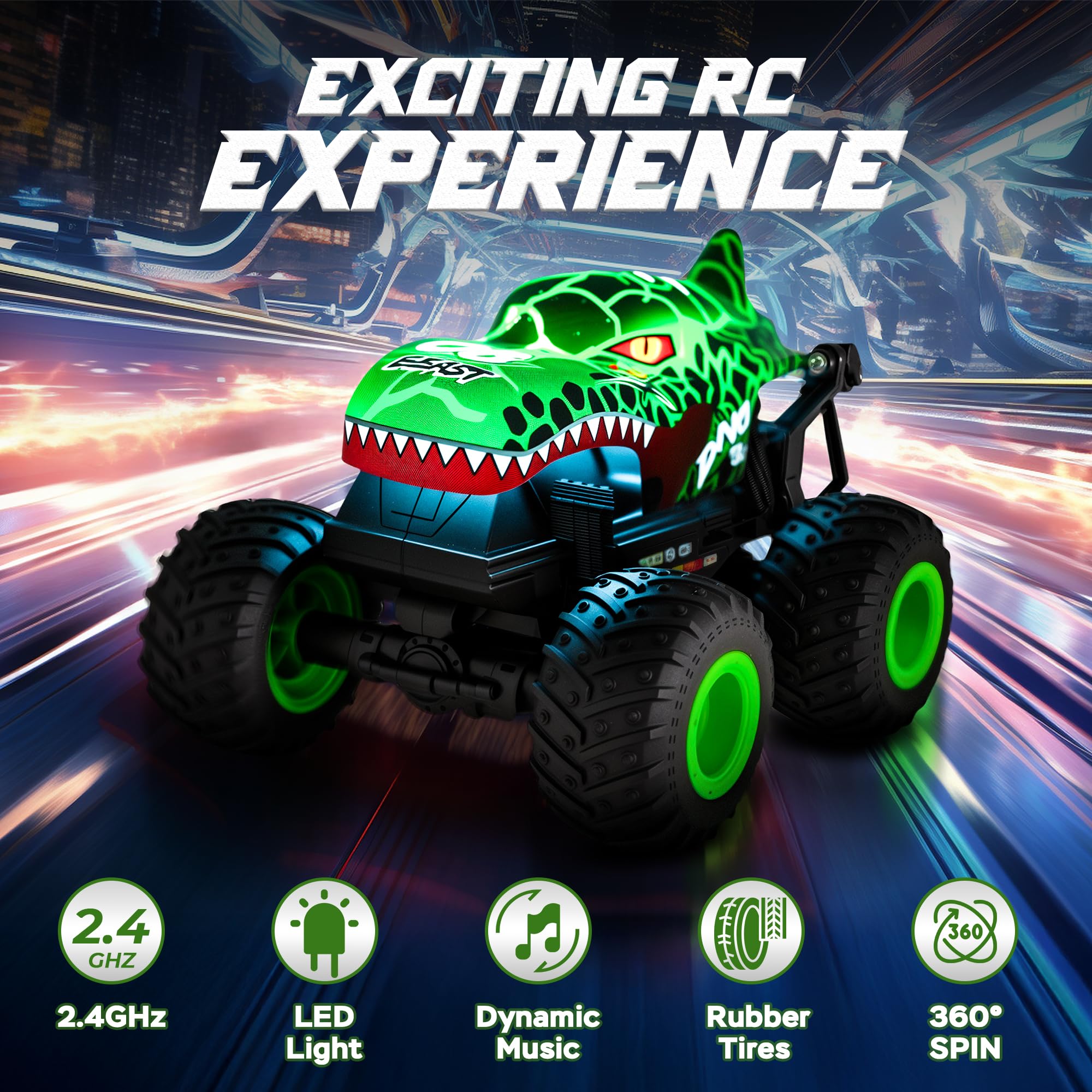 Laoyebaohao dinosaur truck on 2-4GHz interference-free racing