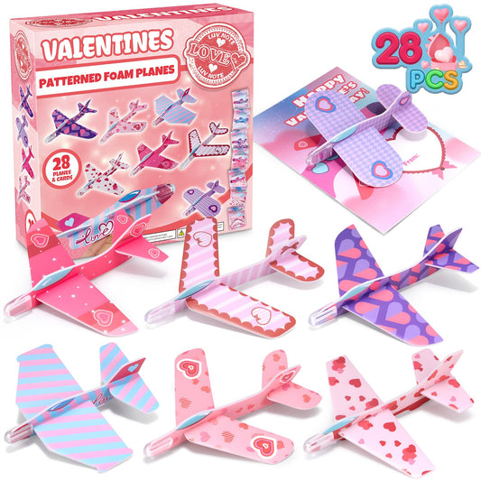 Laoyebaohao foam airplane valentines card ready for classroom gifting and fun.