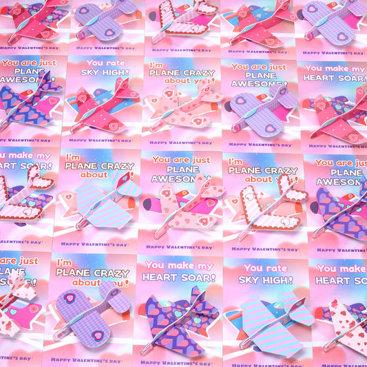 Laoyebaohao valentines card with foam airplane assembles quickly for kids.