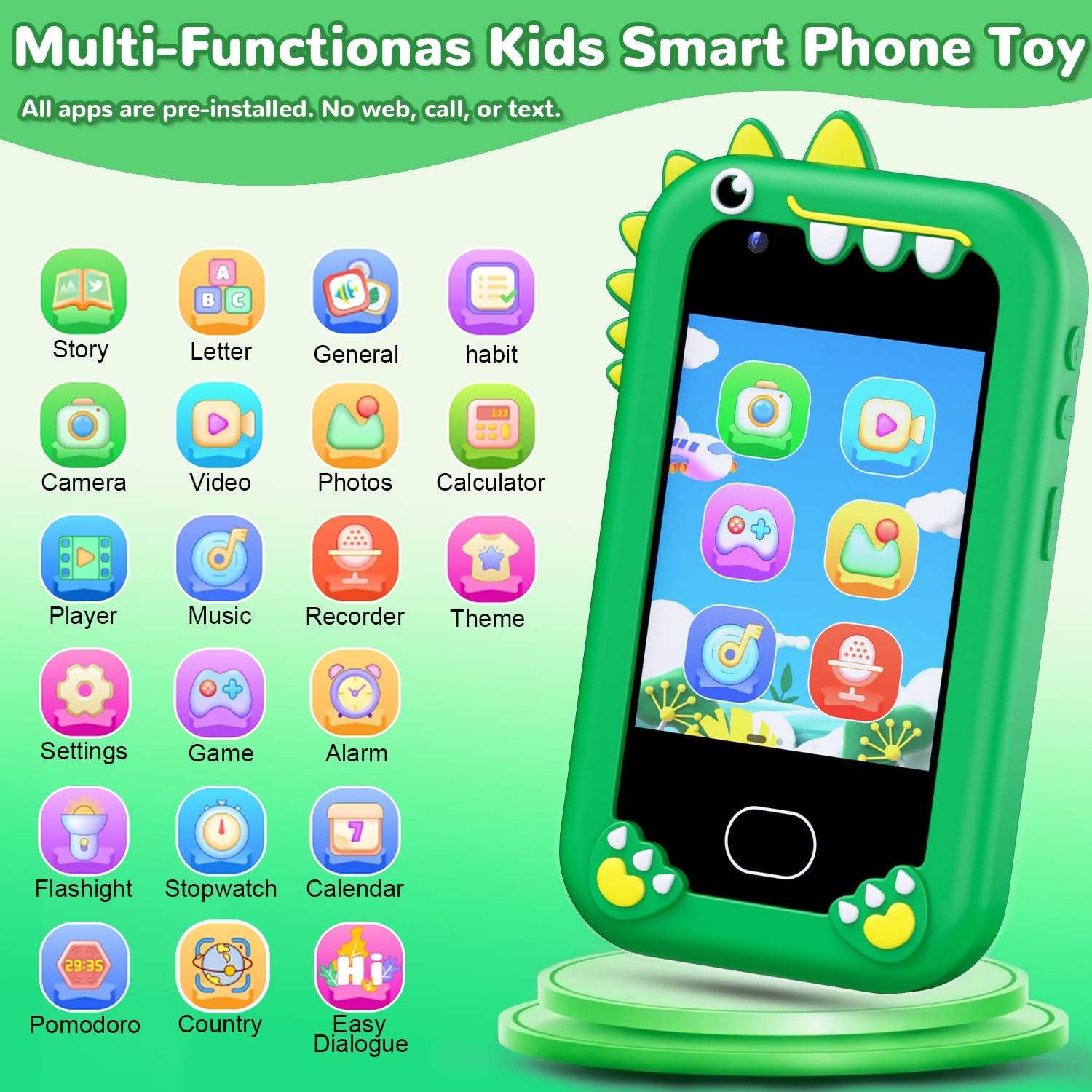 Lapare Kids Smart Phone dual camera for playful photos and videos.