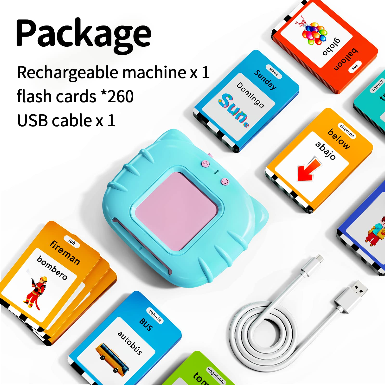 Lapare cards illustrate letters, numbers, shapes, and colors.