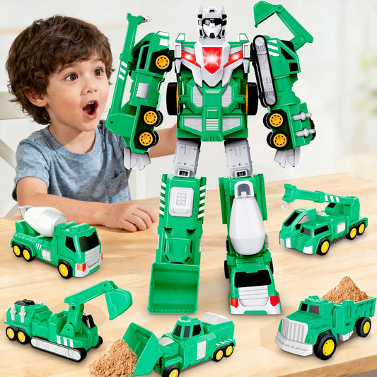 Laradola 5-in-1 construction robot vehicles showcase the mixer for imaginative play and STEM exploration