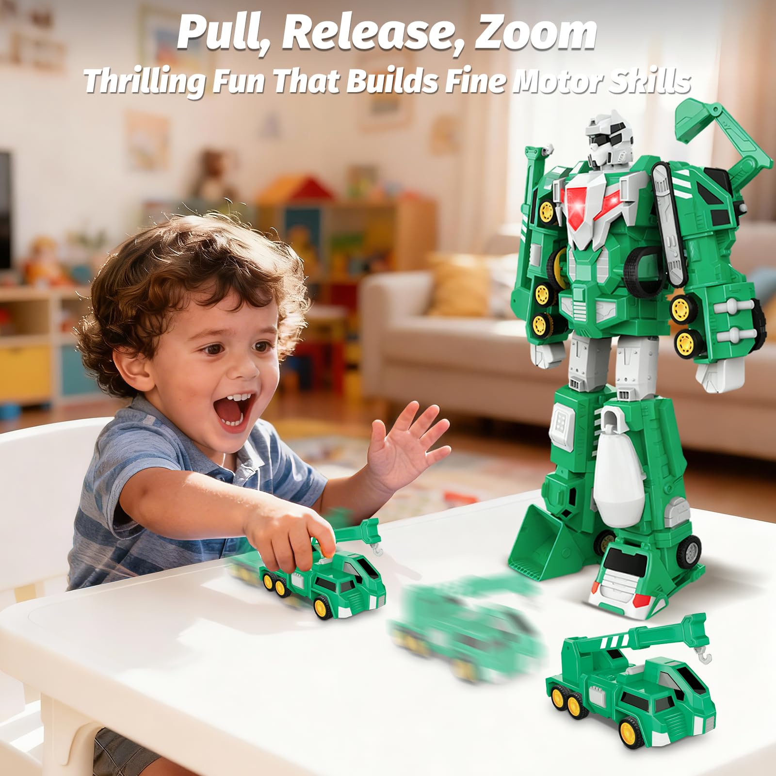 Laradola 5-in-1 construction robot vehicles highlight the truck, fueling hands-on building and problem-solving