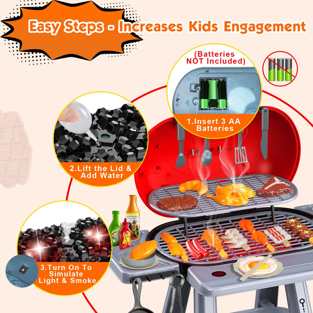 Laradola BBQ food toys including burgers and hot dogs spark pretend meals