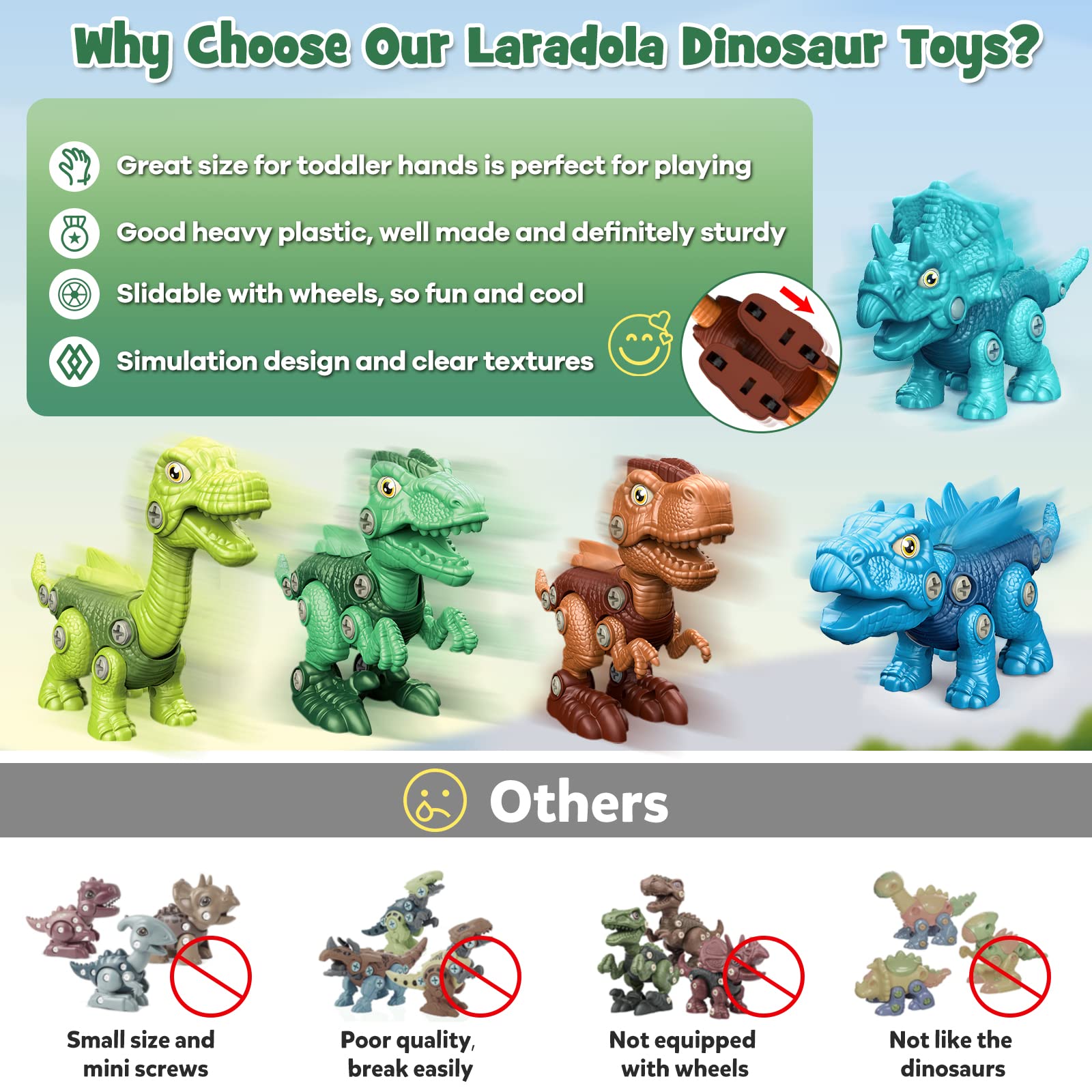 Laradola electric drill tool for kid friendly dino assembly