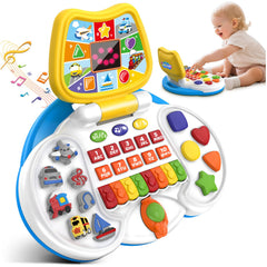 Laradola interactive laptop for toddlers with LCD screen highlighting bilingual learning.