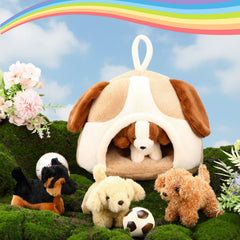 LaRandom Golden Retriever plush offers a soft companion for stories and naps