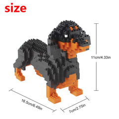 Larcele micro dachshund pieces close-up highlighting tiny brick details