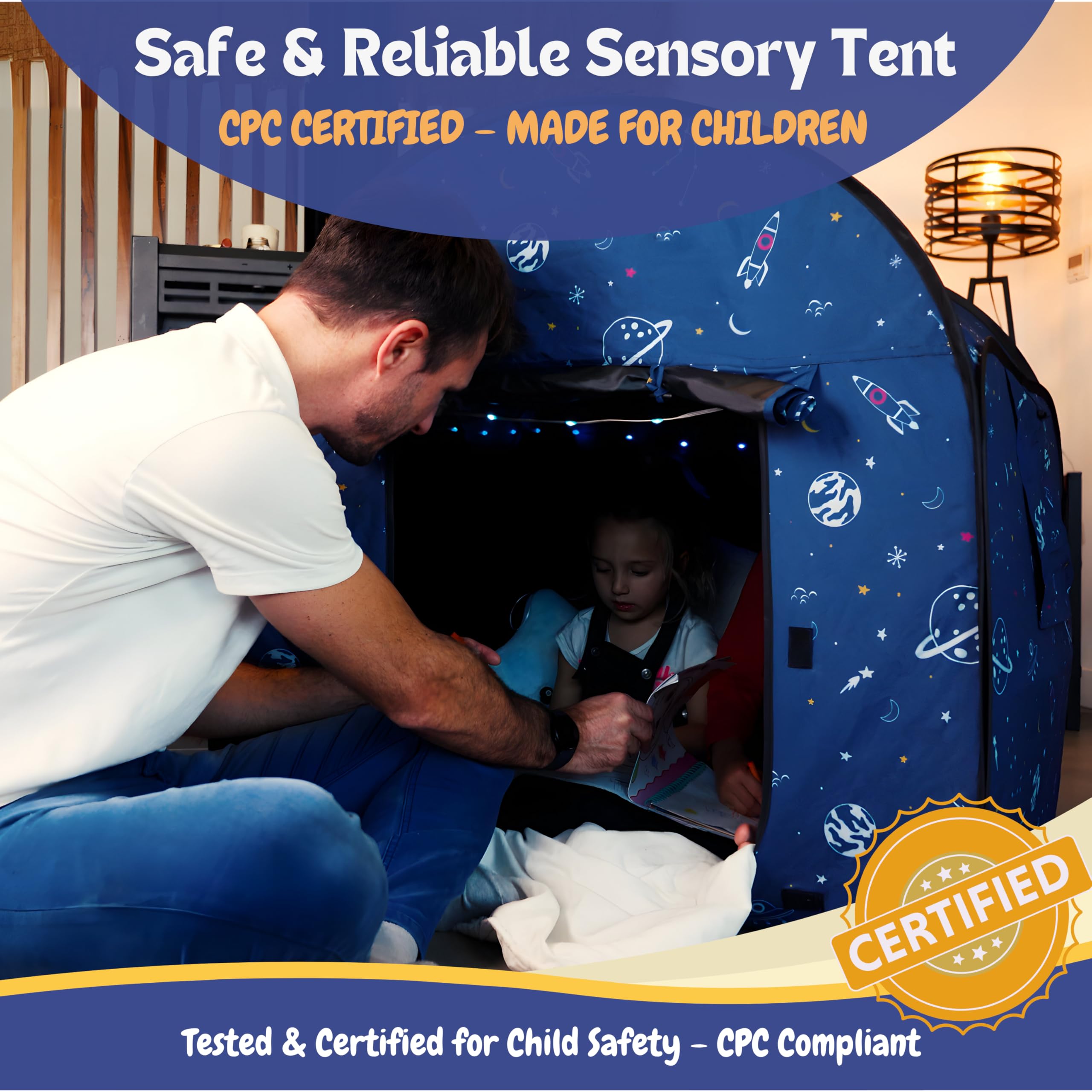 L'Arche foldable sensory tent with carry bag for easy transport