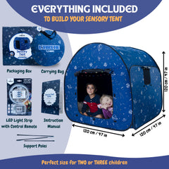 L'Arche pop-up tent enables quick setup in classrooms or homes.