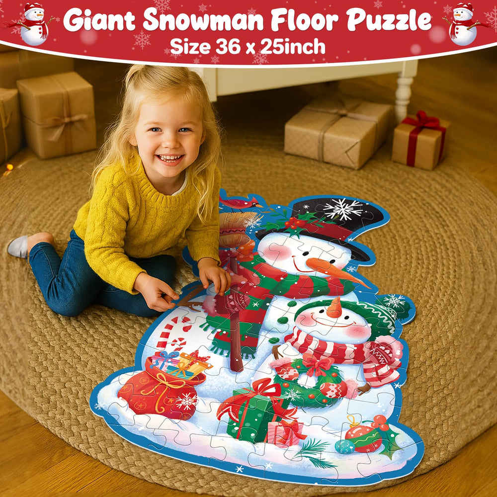 Larchio Jumbo Pieces Snowman Puzzle: extra-large parts easy grasp for young children.