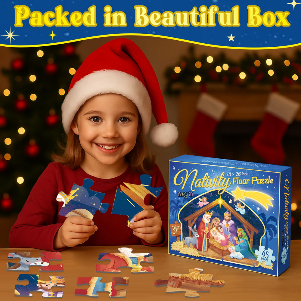 Larchio Nativity puzzle makes a meaningful Christmas gift for kids.