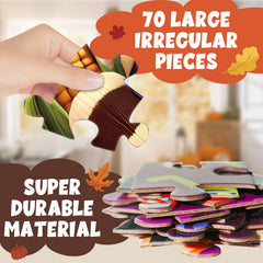 Larchio Thanksgiving floor puzzle harvest symbols help kids connect imagery to autumn themes.