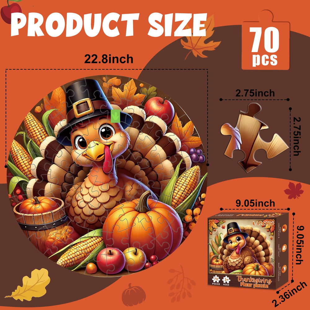 Larchio Thanksgiving floor puzzle pumpkins image encourages color recognition during family time.