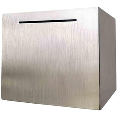 LARCOLO piggy bank top view demonstrates durable stainless steel and generous size.