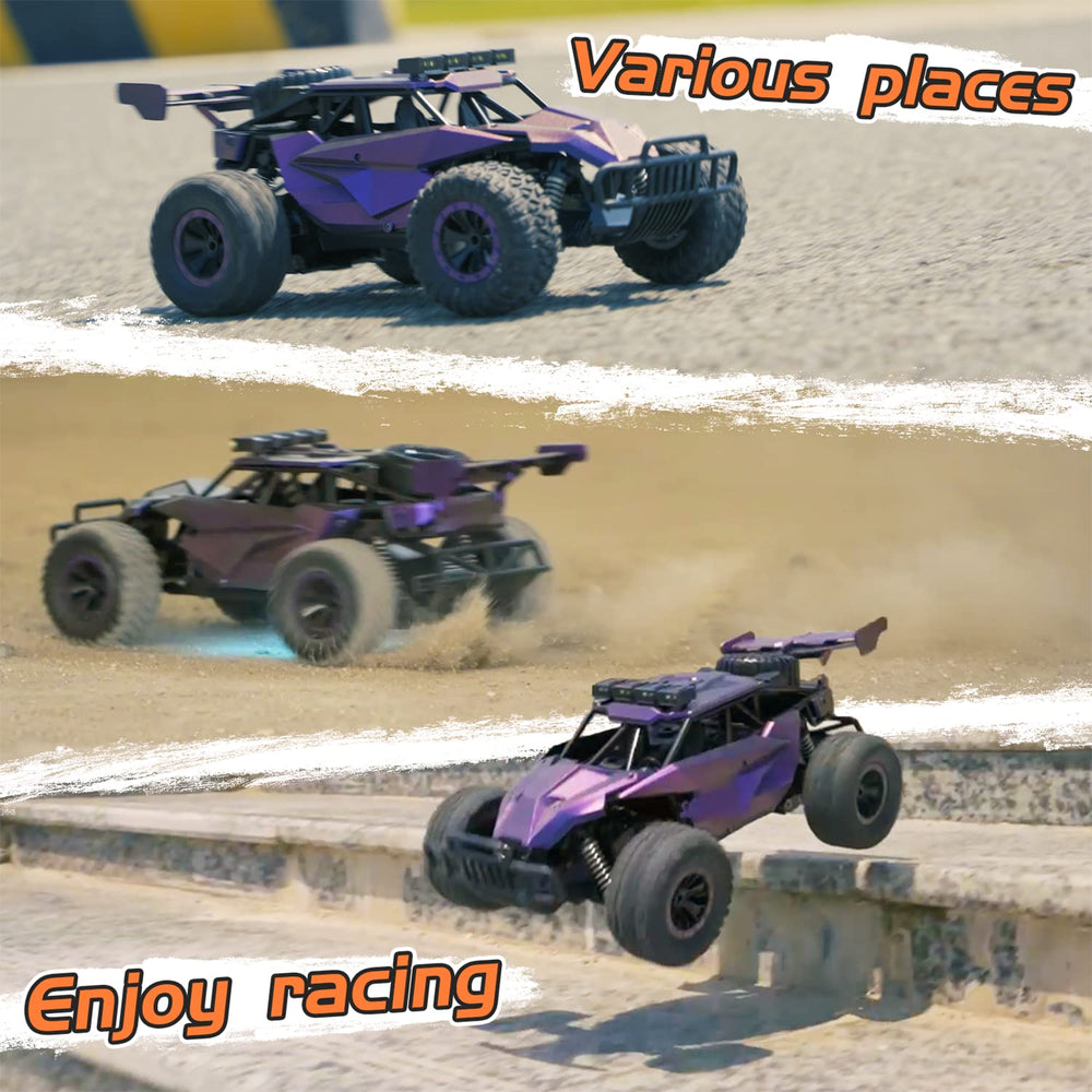 LARVEY 1:16 purple RC car battery pack and USB charger enable longer play sessions
