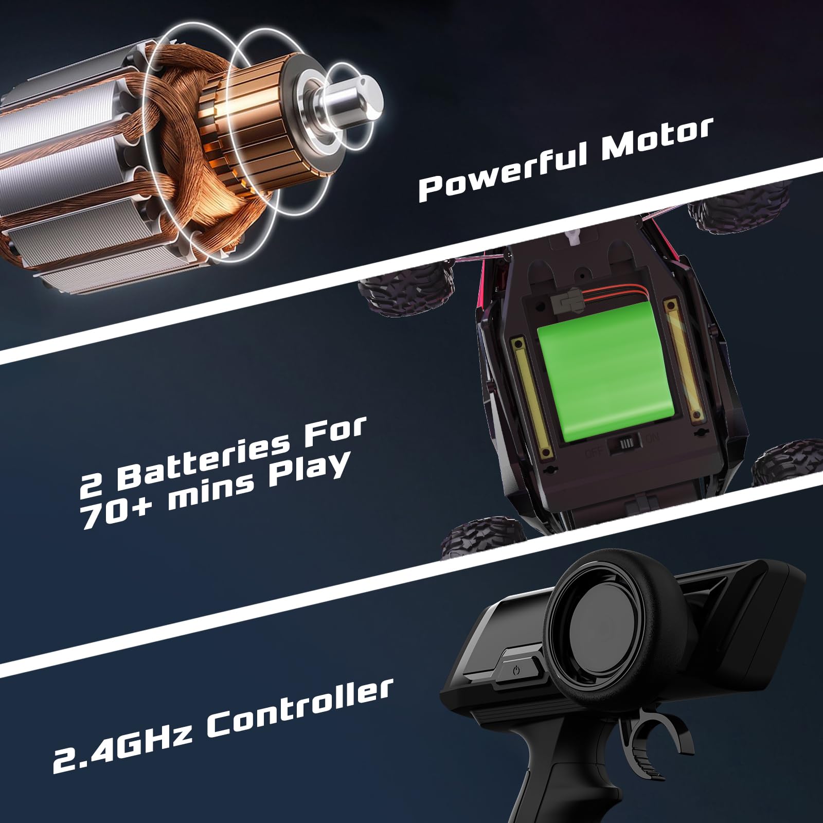 LARVEY USB charger and 7.4V 1000mAh battery enable longer sessions.
