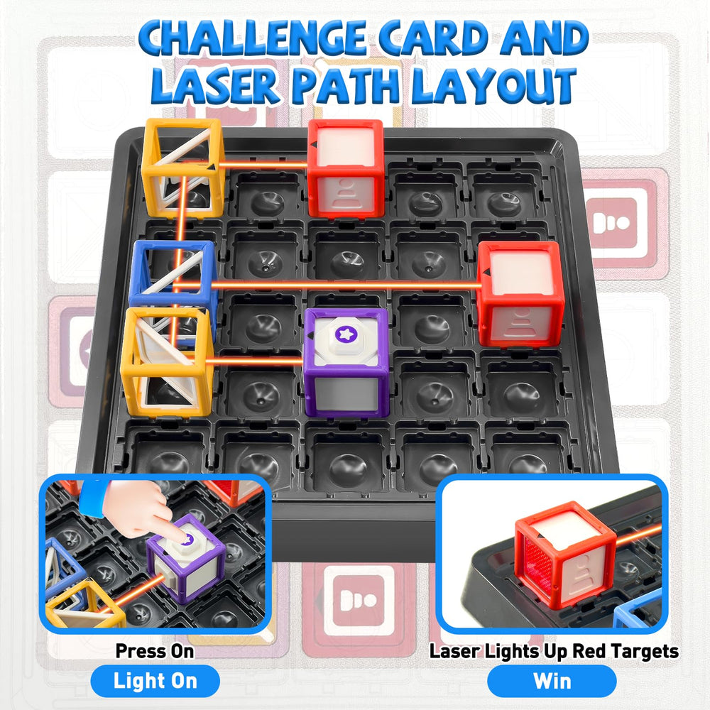 Laser Maze 60-level challenge cards provide progressive puzzles for sustained engagement.
